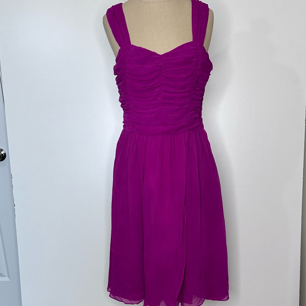 H&M magenta chiffon sleeveless cocktail midi dress 10